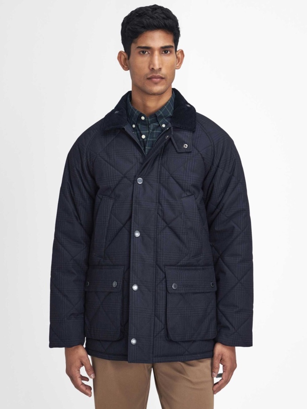 Barbour Premium BEDALE Houndstooth Quilted Jacket DK Navy MSRP$435 British M Med